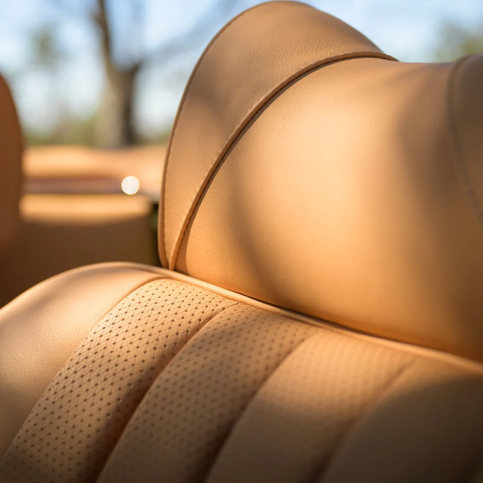 Everrati Mercedes-Benz W113 SL Pagoda tan leather seat with perforated panels